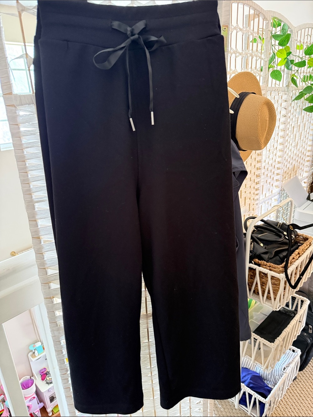 Lane Bryant Black Wide-Leg Drawstring Track Pants